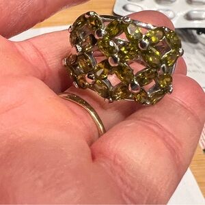 Women's Green Gemstone Silver Ring